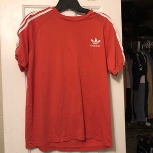 Pink 3- striped girls adidas tee